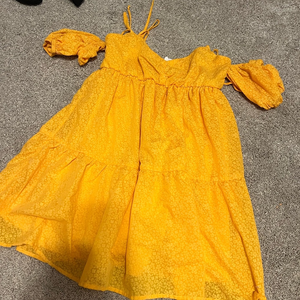 Yellow Floral Off-Shoulder Dress